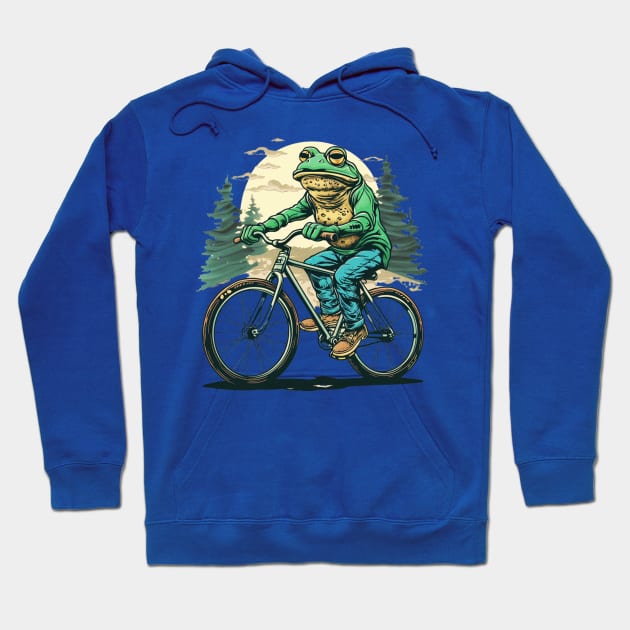 Funny Frog On A Bike Hoodie by OscarVanHendrix